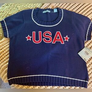 NWT navy crewneck USA sweater, 100% cotton.
